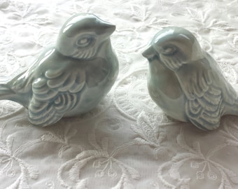 Wedding Cake Topper Celedon Love Birds Wedding Favors Ceramic Birds Celedon Home Decor Bird Home Decor Vintage Bird Design