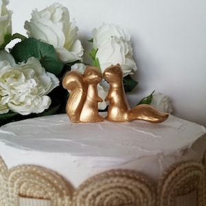 Wedding Cake Topper Squirrels Ceramic Gold in Love Animals Home Decor Ceramic Vintage Design Anniversary Gift In Stock