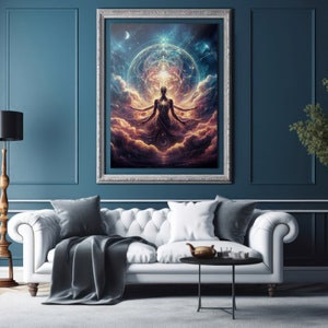 Celestial Harmony Printable Spiritual Art Print - Instant Download Surreal Poster Mystical Cosmic Energy Wall Art - Home Decor Digital Print