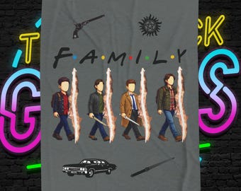 Manta de Viajeros de la Familia SPN / Manta de Familia Encontrada / Tributo televisivo inspirado en fans / Manta gris oscuro (30x40, 50x60, 60x80)