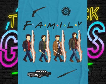 Manta de Viajeros de la Familia SPN / Manta de Familia Encontrada / Homenaje televisivo inspirado en fans / Manta turquesa (30x40, 50x60, 60x80)