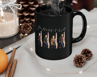 Taza de viaje de la Familia SPN Rift / Taza de café familiar / Tributo televisivo inspirado en fans / Taza de cerámica negra (325 g / 400 g)