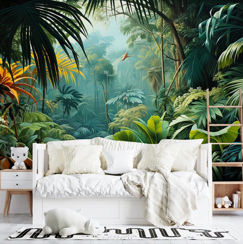 Tropical Jungle Peel and Stick Wallpaper – Lush Green Removable Mural ...
