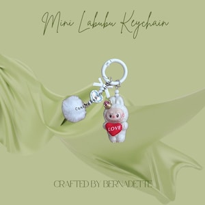 Labubu Heart Keychain in White