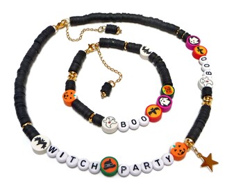 Halloween Necklace, Ghost Necklace, Trick or Treat Necklace, Pumpkin Necklace, Jack o Lantern Necklace, Y2k Halloween, Witch Choker