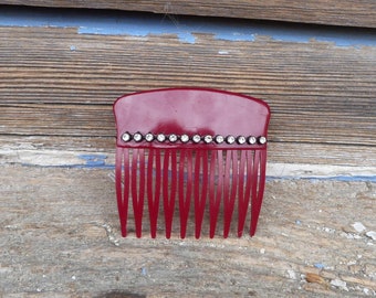 Vintage Faux Tortoiseshell Ruby Red Rhinestone Ornate  display picture 1
