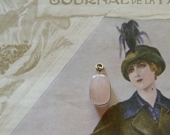 Vintage light pink natural stone Quartz Rose ? Morganite ? pendant