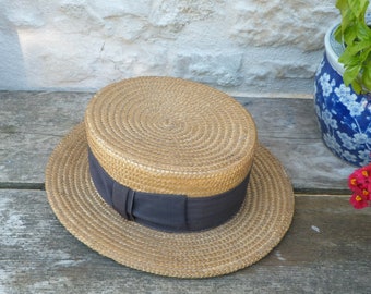 Vintage Antique Edwardian old French 1900 straw boater hat