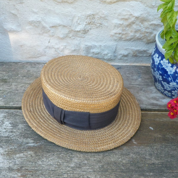 Vintage Antique Edwardian old French 1900 straw boater hat