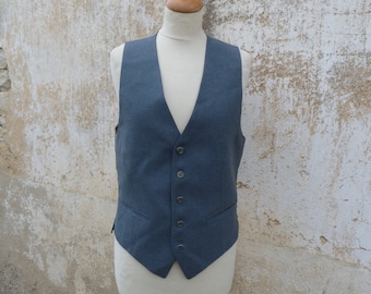 Vintage 1980 Gray wool Flanelle suit vest size S/M