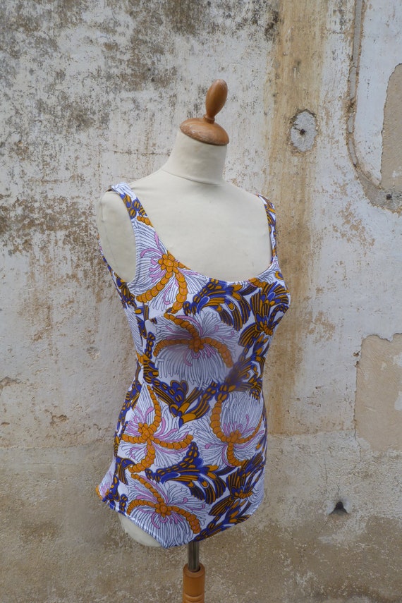 Vintage 1970s 1 piece floral  swimsuit /swimwear … - image 4
