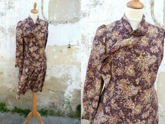 Vintage 1980 /80s dress floral 50 inspired size M