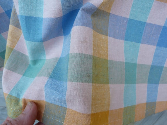 Vintage old French 1950 Handmade plaid  cotton sk… - image 3