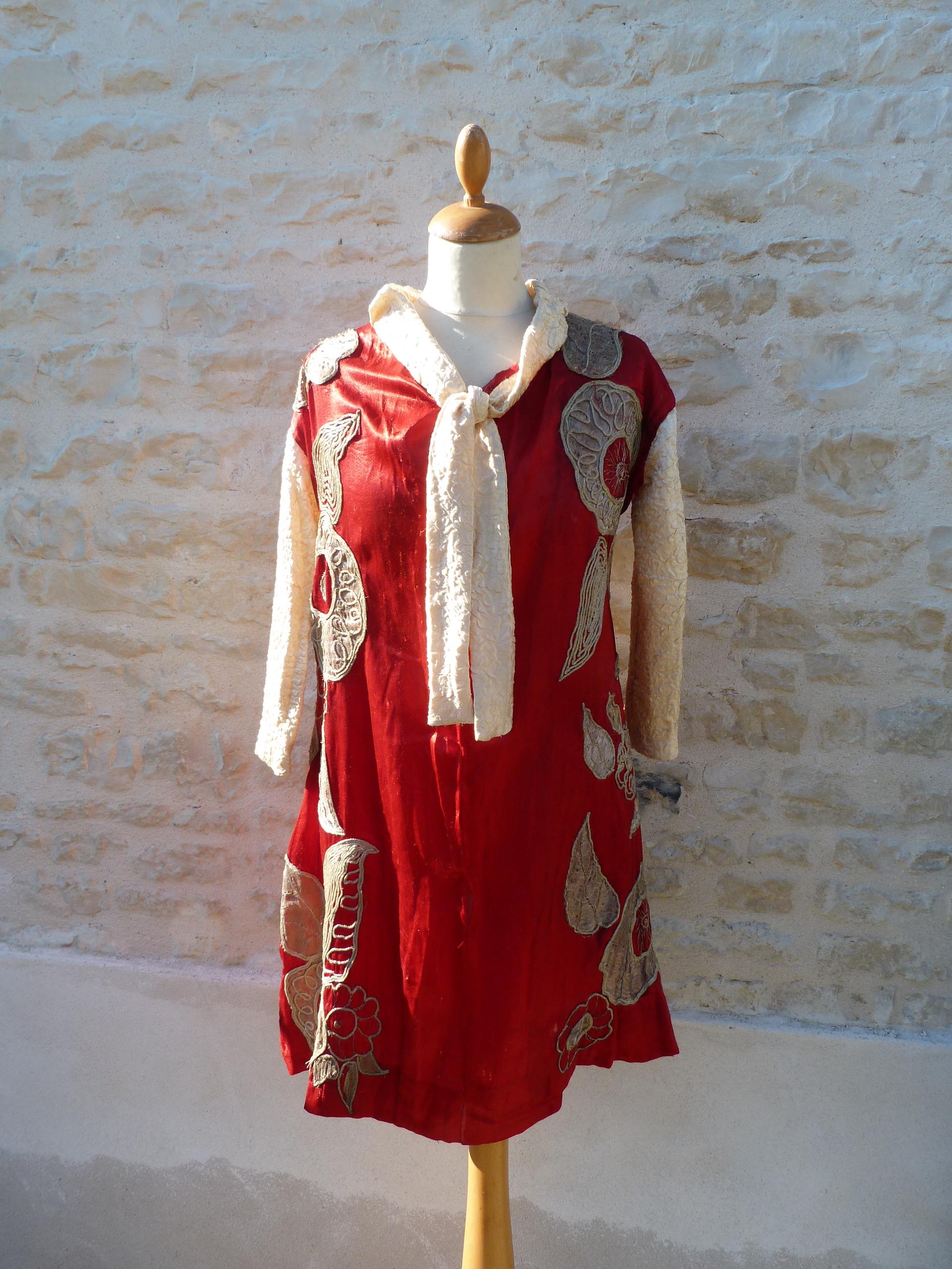 1900s フレンチアンティーク 舞台衣装 French vintage Vintage Antique 1900/1910 French Theater Cabaret Costume Red Dress