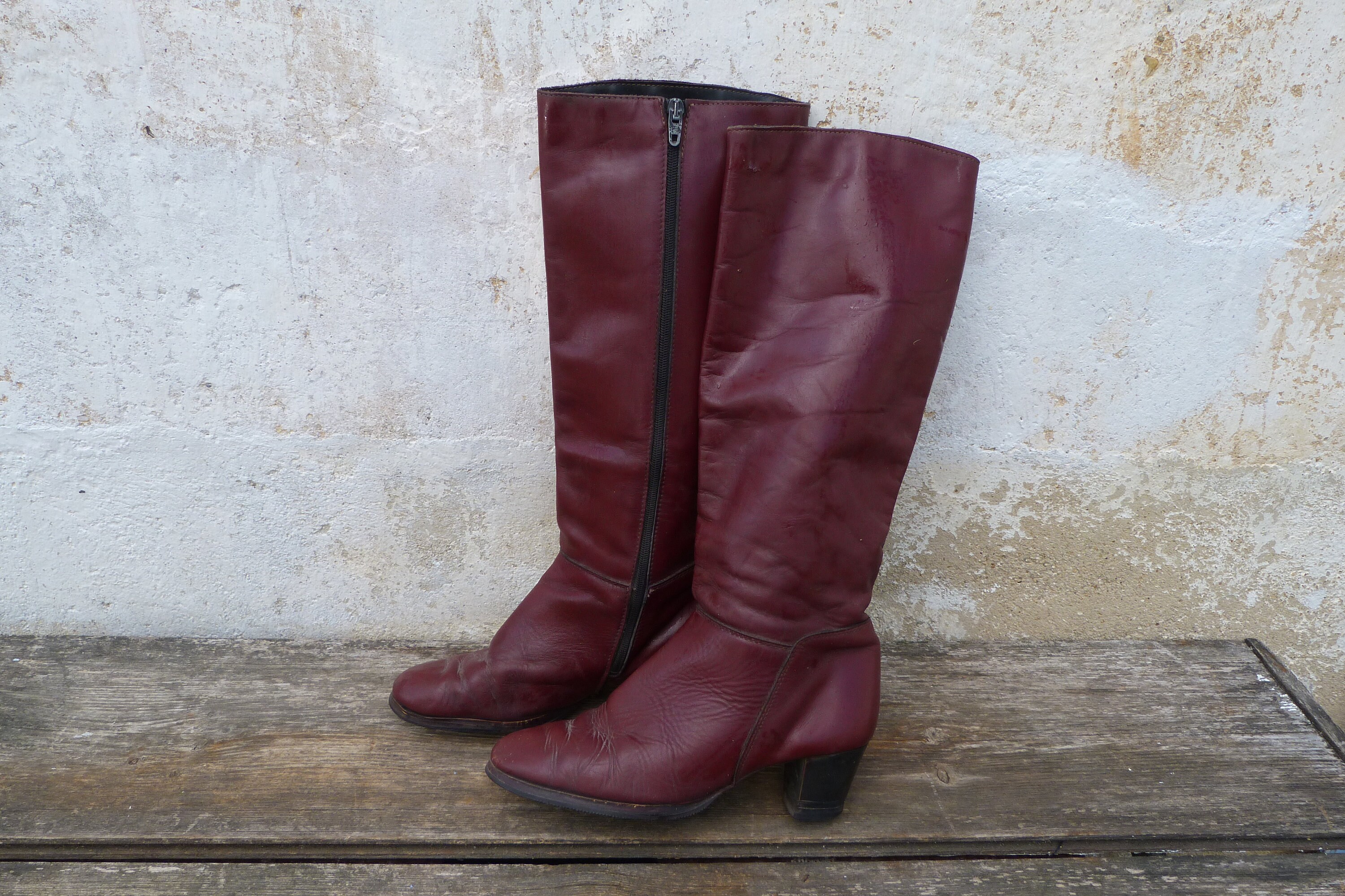 Leather boots-booties for woman burgundy brownish color Mexican Artisan handmade Schoenen damesschoenen Laarzen Enkellaarsjes 