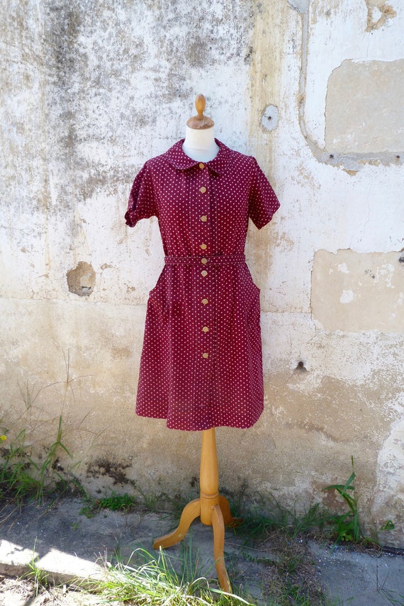 Vintage 1930/1940s old French housecoat /chore dre