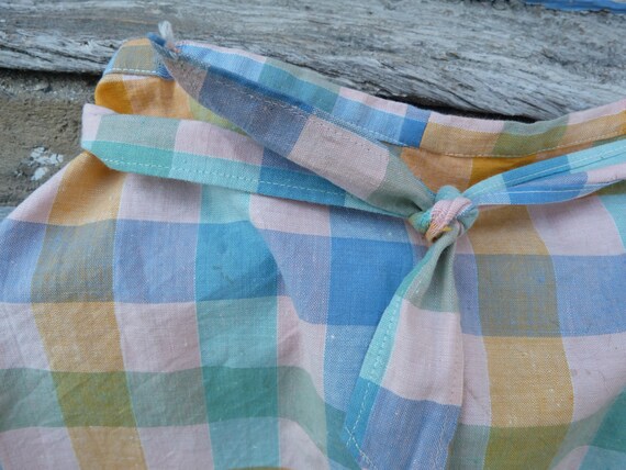 Vintage old French 1950 Handmade plaid  cotton sk… - image 4
