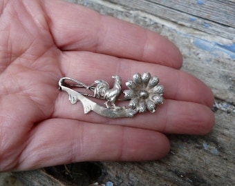 Vintage Antique 1850/1900  French silvered floral fantaisie brooch