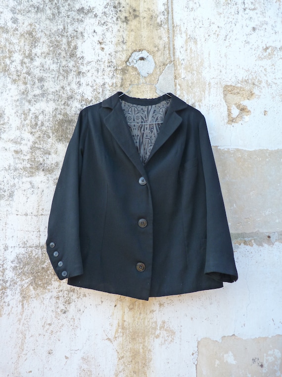 Vintage 1950/50s old French black jacket size M