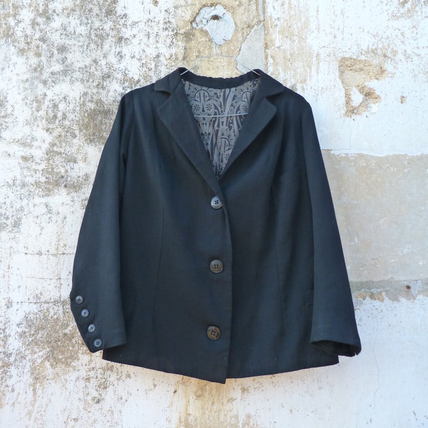 Veste couture années 50 lainage fin noire