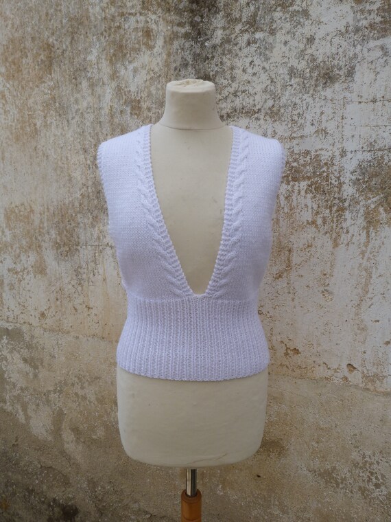 Vintage Old French 1970 Knitted Armless 