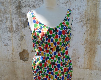 Vintage 1950/1960 zwempak uit één stuk veelkleurige badkleding maat XXS/XS