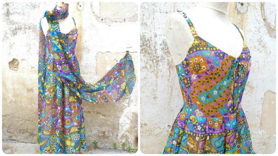 Vintage 1960s /1970s French psychedelic couture si