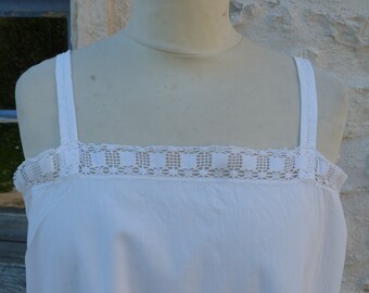 Vintage 1900 /1910 Edwardian  pure linen shirt / nightgown   size M/L