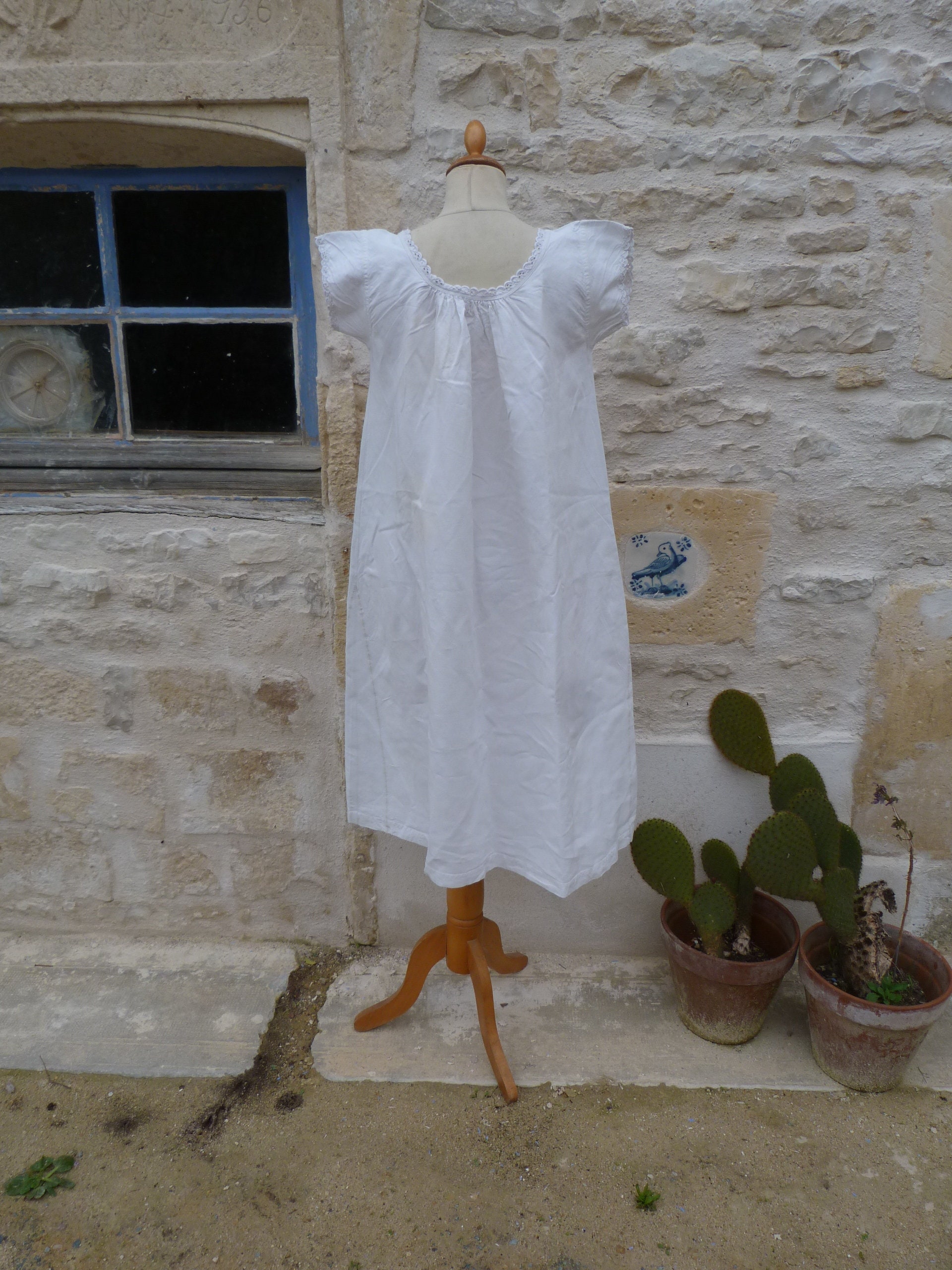 Antique 1900/1910 Old French Edwardian 100% Linen Cream Shirt 