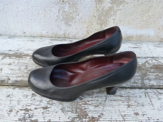 Vintage 1990/2000s Black Leather Sonia Rykiel Spool Heels - Etsy ...