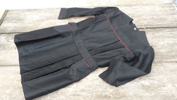 Vintage old French 1900 girl school chore dress /w