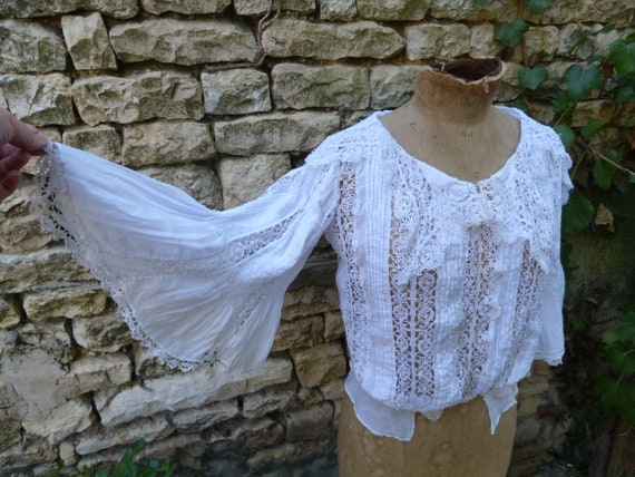 Vintage 1900 Old French Victorian Edwardian off White Thin Cotton 