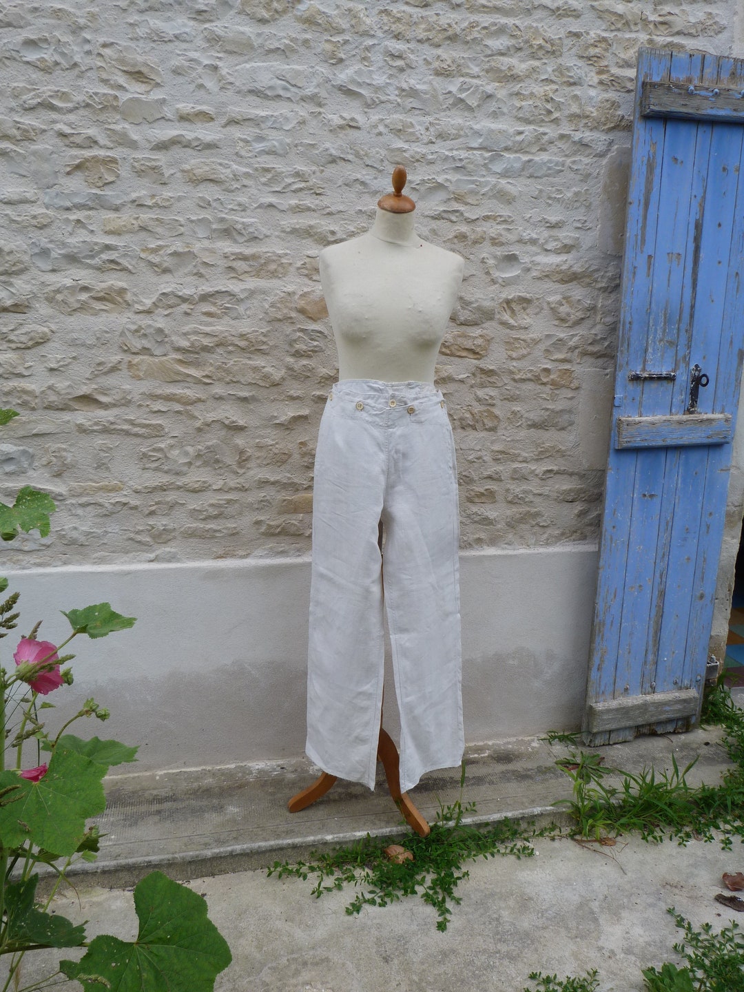 30's] French Vintage Linen Work Pants