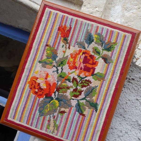 Floral  french tapestry handmade framed