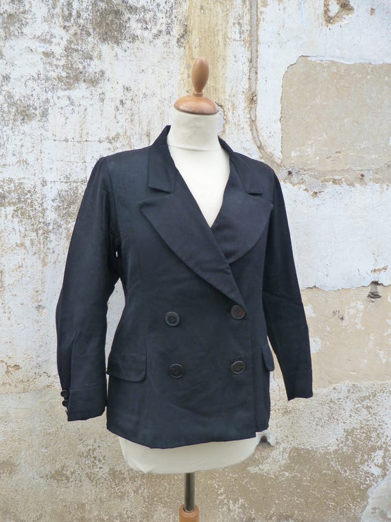 Vintage 1930/1940 French wool black jacket double