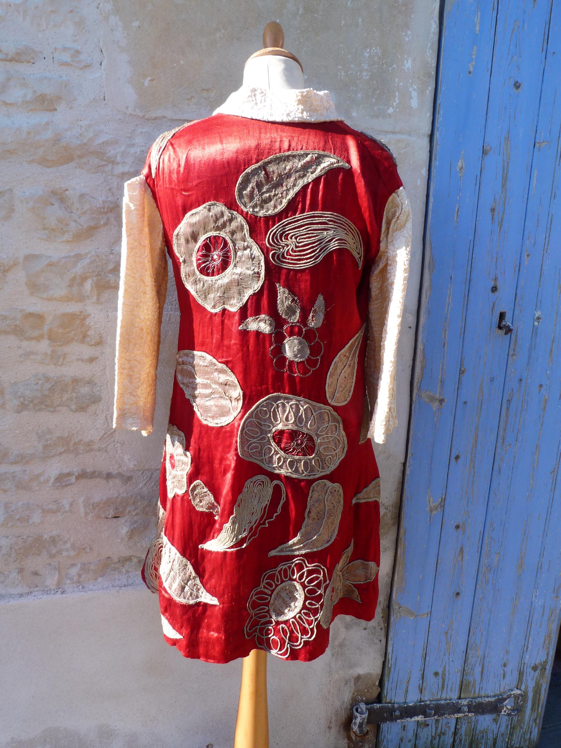 Vintage Antique 1900/1910 French Theater Cabaret Costume Red Dress