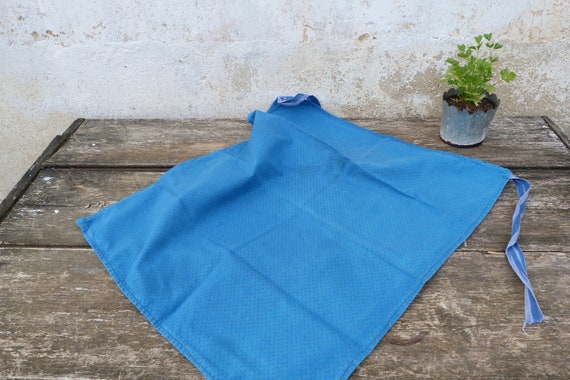 Vintage French 1920/1930s blue cotton chore  apro… - image 1