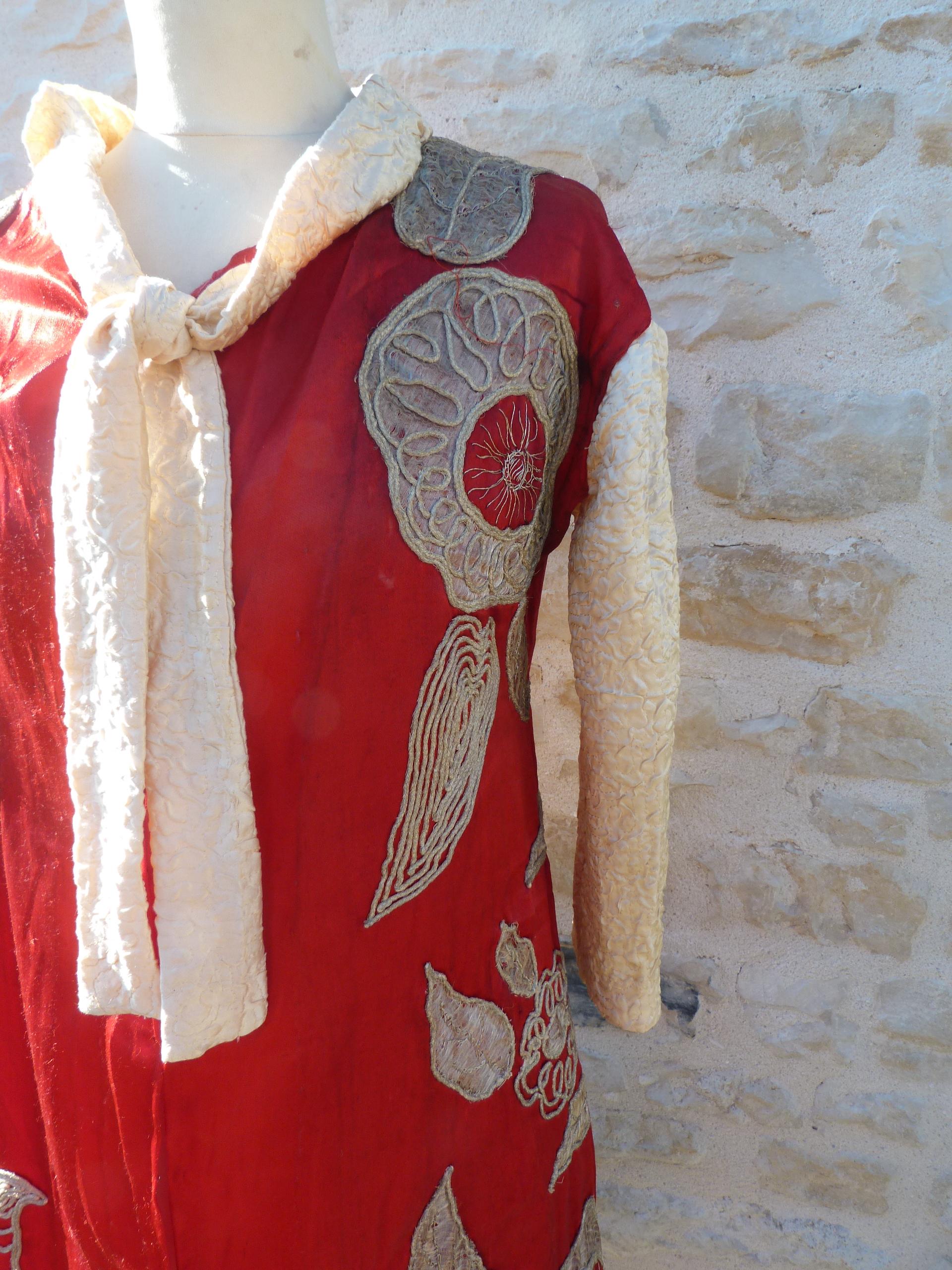 Vintage Antique 1900/1910 French Theater Cabaret Costume Red Dress