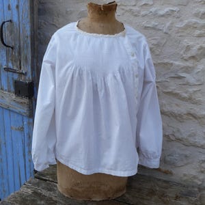 Reservée pour Anais Antique old French Edwardian 1900 white  cotton  flared blouse  tiny pleats size L/XL