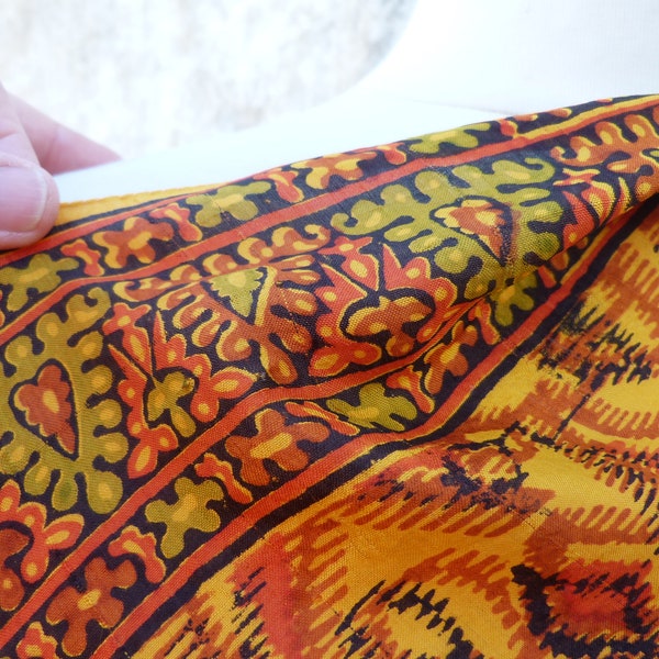 Vintage 1970/70s Ethnic boho hippie  Indian orange silk scarf