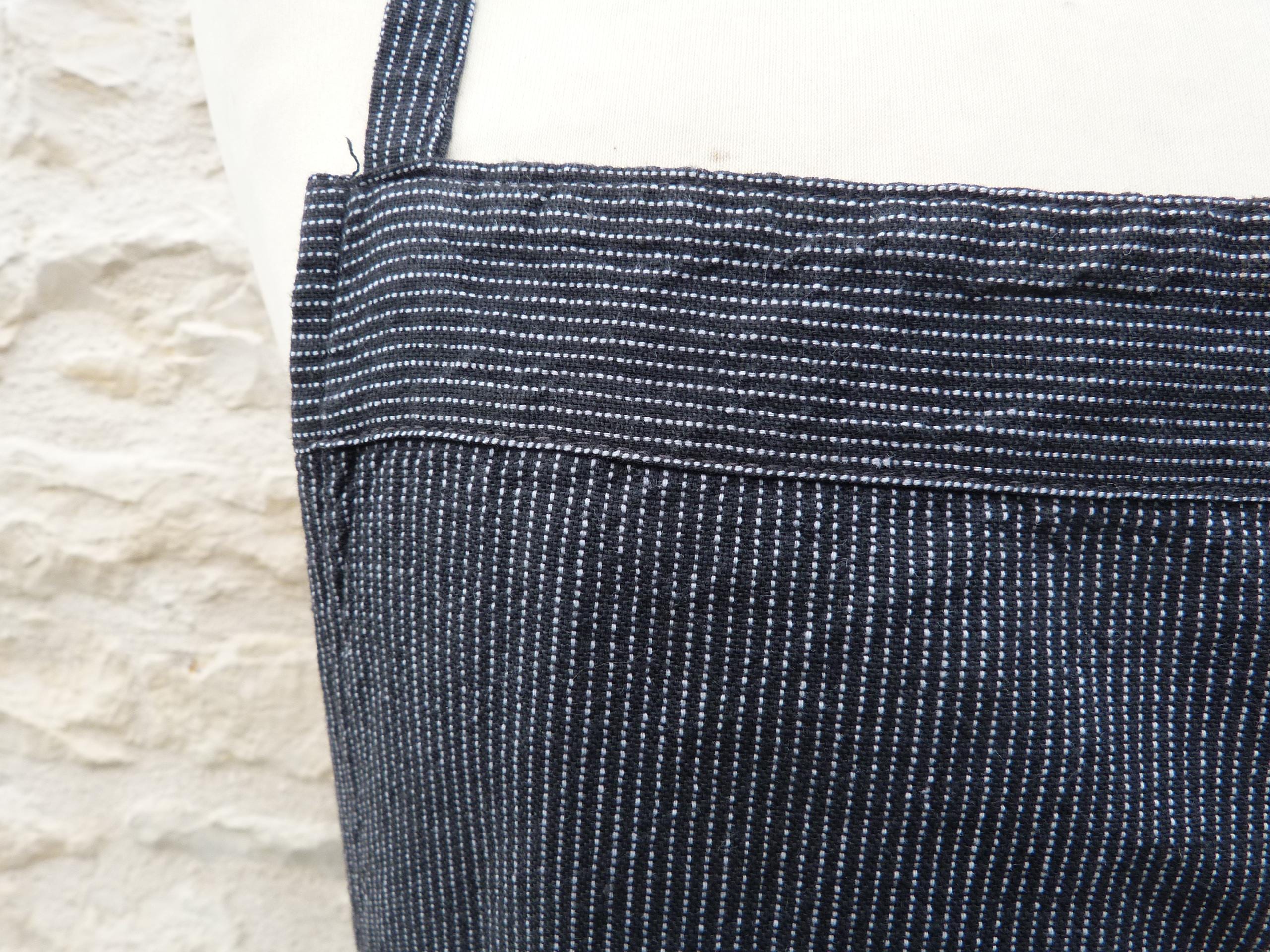 フランスヴィンテージ ストライプエプロン　フレンチアンティーク　ビンテージ フランスヴィンテージ ストライプエプロン ブラック フレンチ