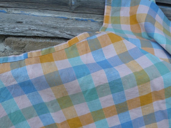 Vintage old French 1950 Handmade plaid  cotton sk… - image 7