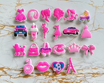 Pink Barbie Croc Charms, Pink Theme Croc Charm, Princess Crown Croc Charms, Cute Shoe Charm, Perfect Shoe Accessories