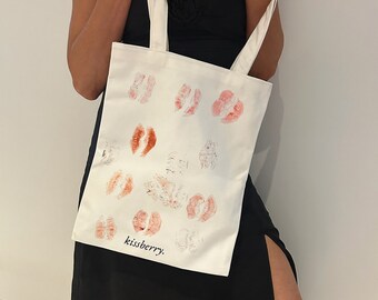 Kiss Totebag, Tote, made for everyday, over shoulder bag, aesthetic, trending fashion, Australian small business, by kissberry.