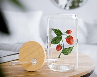 Strawberry Vintage-inspiriertes Sipper-Glas - Elegantes 16oz Trinkgeschirr