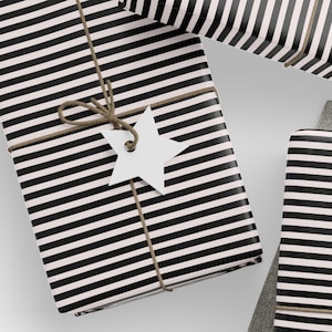 Chic Striped Wrapping Paper, Modern Gift Wrap, Black and White Stripe Roll, Elegant Gift Wrap for All Occasions, Birthday, Holiday