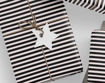 Chic Black and White Striped Wrapping Paper: Modern Gift Wrap