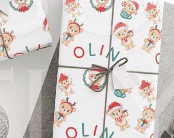 Personalized Christmas Wrapping Paper – Cartoon Kids Gift Wrap