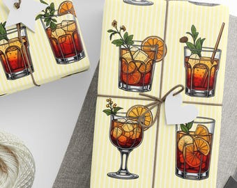 Cocktail Party Wrapping Paper: Fun Birthday Gift Wrap, La Dolce Vita