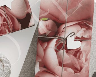 Pink Peony Wrapping Paper: Elegant Floral Gift Wrap, Matte or Glossy